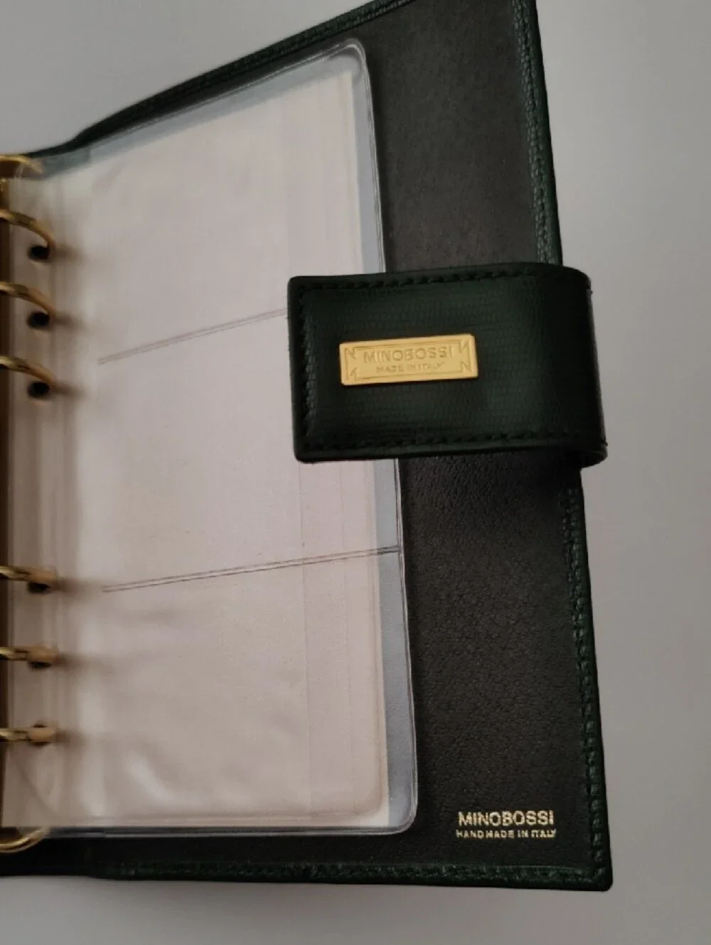 Brand New - Green Leather Folio with Snap Closure. Made In Italy